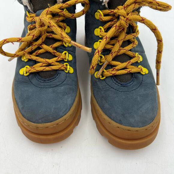 Camper Brutus Navy Blue Leather & Nubuck Ankle Boots Lug Sole - Picture 3 of 9